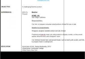 Butcher Cover Letter Sample butcher Resume Resume Maker Resume software
