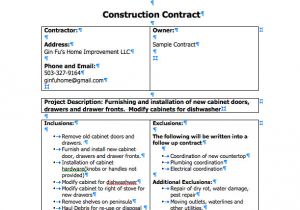 Cabinet Installation Contract Template Sample Contract Gin Fu 39 S Home Improvement Llc