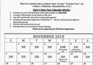 Calendar Raffle Fundraiser Template Old Alvirne Music Program Fom November Raffle Calendars