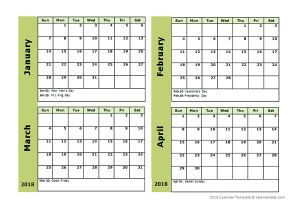 Calendar Template 4 Months Per Page 2018 Four Month Calendar Template Free Printable Templates