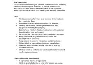 Call Center Agent Contract Template Call Center Agent Inbound Customer Service orders Job