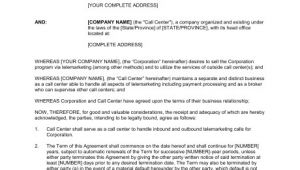 Call Center Agent Contract Template Call Center and Telemarketing Agreement Template