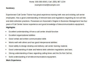 Call Center Resume Sample Call Center Resume Example 11 Free Word Pdf Documents