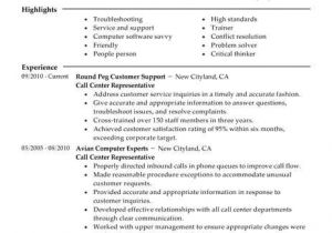 Call Center Resume Sample Simple Call Center Representative Resume Example Livecareer