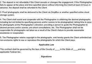 Camera Rental Contract Template event Photography Contract Template Photography