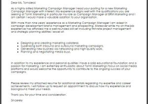 Campaign Manager Cover Letter Campaign Manager Cover Letter Sample Cover Letter