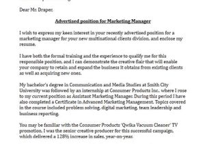 Campaign Manager Cover Letter Marketing Manager Cover Letter Sample