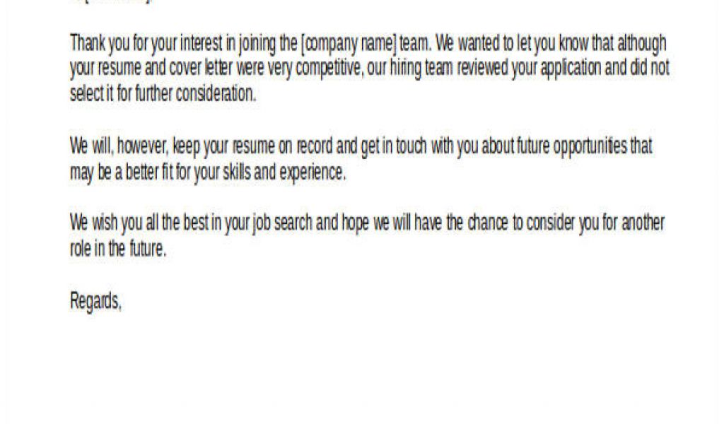 Candidate Rejection Email Template Resume Rejection Letter Resume Ideas ...