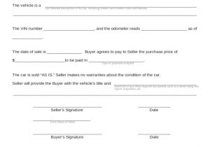 Car Buying Contract Template Blank Used Car Sales Agreement Free Download Tampletes
