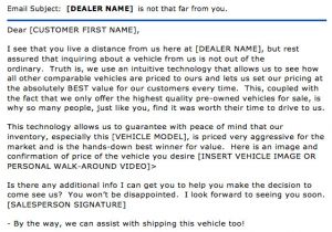 Car Dealer Email Templates ask the Experts Out Of Market Used Car Lead Follow Up