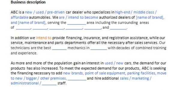 Car Dealership Business Plan Template Car Dealer Business Plan Template Business Plan Templates