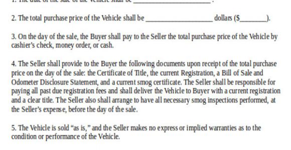 Car Sale Template Contract Sample Used Car Sale Contract 7 Examples In Word Pdf