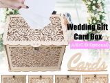 Card and Gift Holder Wedding Details About Diy Wooden Wedding Card Box with Lock Money Gift Rustic Box for Wedding Party