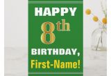 Card Birthday Wishes with Name Bold Green Faux Gold 8th Birthday W Name Card Zazzle