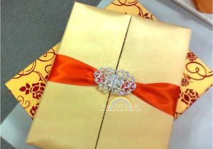 Card Box for Wedding Invitation Golden Color Luxury Gate Fold Silk Invitation Box Satin Box
