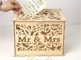 Card Box for Wedding with Lock Elegant Wedding Card Box with Lock Hollow Out Wooden Wishing