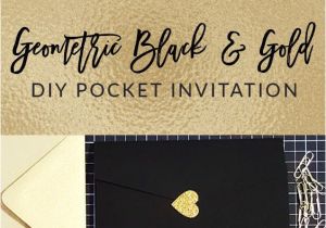 Card Design for Wedding Invitations My Diy Story Geometric Black Gold Foil Pocket Invitation