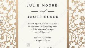 Card Design for Wedding with Price Vintage Wedding Invitation Template with Golden Floral Backg