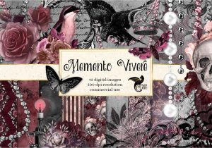 Card Design with Vintage Background Memento Vivere Digital Scrapbook Kit with Images Memento