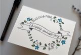 Card for Anniversary with Name Personalised Anniversary Floral Wreath Card Congratulate