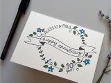 Card for Anniversary with Name Personalised Anniversary Floral Wreath Card Congratulate