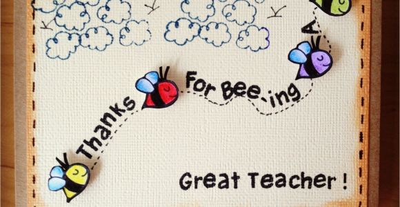 Card for Teachers Day Handmade M203 Thanks for Bee Ing A Great Teacher with Images