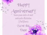 Card Greetings for Wedding Anniversary Happy Anniversary Card with Pink Flowers Watercolor Vector Beautiful
