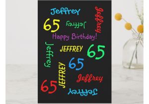 Card Happy Birthday with Name Personalized Greeting Card Black 65th Birthday Card