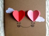 Card Ideas for Wedding Anniversary Couple Heart Hot Air Balloon Card Red Pink Cards