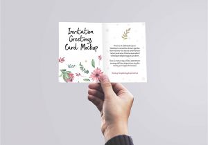 Card Invitation Template Free Download Free Invitation Greeting Card In Hand Mockup Psd