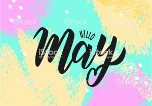 Card Invitation Template Free Download Hello May Text Hand Lettering Typography Vector Illustration