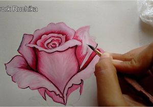 Card Ke Flower Banana Sikhaye Pink Rose Painting Step by Step Rose Flower Painting