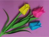 Card Ke Flower Kaise Banaye How to Make Tulip Flower with Color Paper Diy Paper Flowers Making