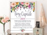 Card Message for 1st Birthday Time Capsule Floral Baby Shower Table Sign Decoration Girls