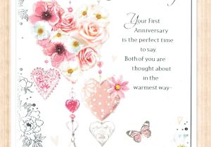 Card Messages for 1st Wedding Anniversary Details About First 1st Wedding Anniversary Card with