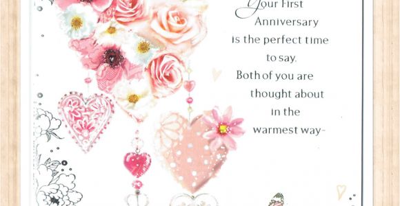 Card Messages for 1st Wedding Anniversary Details About First 1st Wedding Anniversary Card with