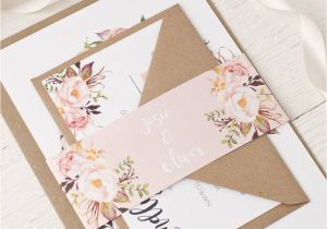 Card Stock for Wedding Invitations Rose Bohemian Watercolour Floral Wedding Invitation