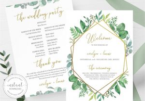 Card Stock for Wedding Programs Wedding Ceremony Program Printable Greenery In 2020 with