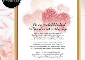 Card to Husband On Wedding Day Bride to Groom Gifts Wedding Day Poem Husband Wedding