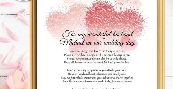 Card to My Husband On Our Wedding Day Bride to Groom Gifts Wedding Day Poem Husband Wedding