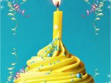 Card to Say Happy Birthday Happy Birthday Greeting Yellow Cupcake W Candle with Images