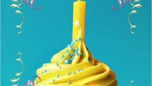 Card to Say Happy Birthday Happy Birthday Greeting Yellow Cupcake W Candle with Images