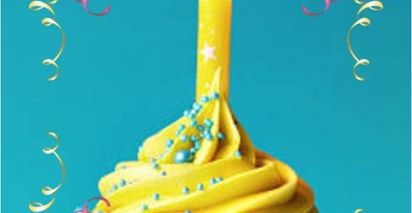 Card to Say Happy Birthday Happy Birthday Greeting Yellow Cupcake W Candle with Images