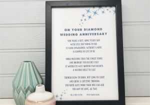 Card Verses for 60th Wedding Anniversary Diamond Anniversary Present Gift for Parents Personalised