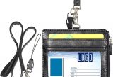 Card with Professional Details Worn On A Lanyard Badge Holder with Zipper and Lanyard Wisdompro 2 Sided Pu Leather Id Badge Holder with Side Zipper Pocket 5 Card Slots and 1 Pcs 20 Inch Pu Leather