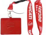 Card with Professional Details Worn On A Lanyard Faux Leather Business Id Badge Card Holder with Keychain Lanyard Duc Red