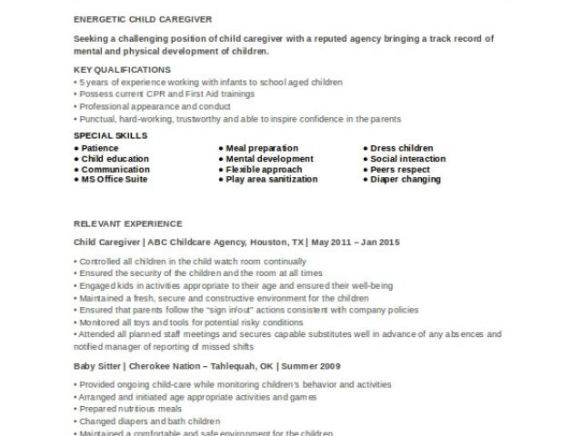 Caregiver Resume Sample Caregiver Resume Example 7 Free Word Pdf ...