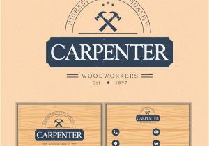 Carpenter Business Card Template Name Card Template Carpenter Logotype Wooden Backdrop Free