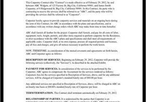 Carpentry Contract Template Carpentry Contract form Sample Template