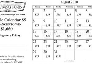 Cash Calendar Fundraiser Template August Raffle Calendar Winners